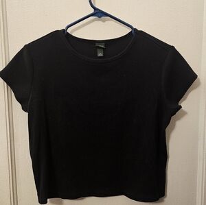 Wild Fable Black Basic Crop Tee – Soft Stretch, Everyday Essential